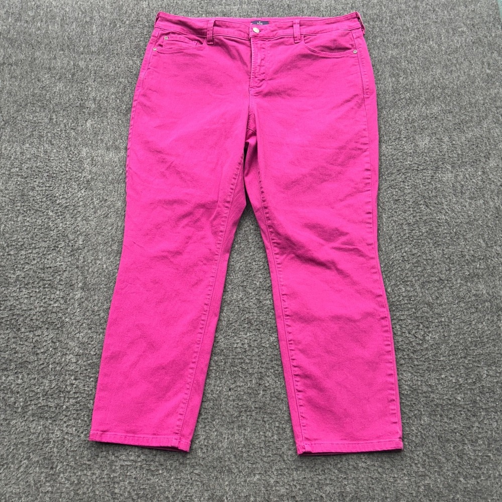 NYDJ IRA Pants Womens Size 14W Pink Fuchsia Stretch Crop Denim